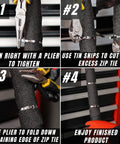 Step-by-step guide using Heavy Duty Stainless Steel Zip Ties 11.8 Inch 200 Pack 304 for exhaust wrap installation.