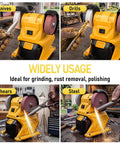 Pro Grade Cordless Bench Grinder With Dual 3 Inch Grinding Wheels And Sturdy Guard Prime for grinding knives and drills in workshop.