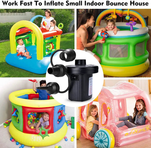 Electric Air Pump For Inflatables And Air Beds Quick Fill inflating children's indoor bounce houses.