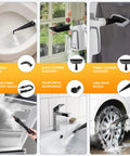 Heavy Duty High Pressure Steam Cleaner 1050 Watt Fast Heating Multi Surface Steamer accessories including nozzles and brushes.