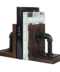 Legit Industrial Bookends Featuring Charred Pine And Genuine Metal Pipe Fittings And Badass 2 Piece Set for stylish book display.