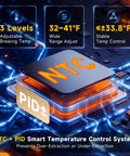 NTC PID Smart Temperature Control System features adjustable brewing temperature for Straight Up Premium Espresso Machine With Built In Grinder And 20 Bar Pump.