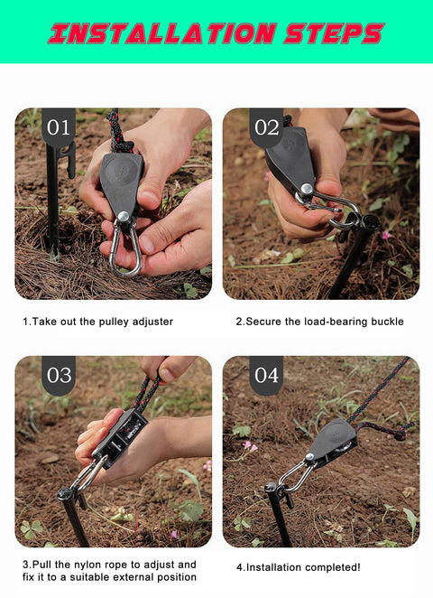 Steps for using Ratchet Tie Down Straps Six Millimeter Nylon Rope Four Pack Twelve Foot Each Adjustable Hangers