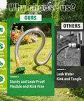 Comparison of 2 Ft Garden Hose With Female To Male Metal Connector 304 Stainless Steel Leader Hose For Hose Reels, Flexible And Kink Free, Lightweight No Leak Outdoor Water Pipe Extension Adapter Includes Washers And Seal Tape with competing product displaying flexible and leak-free features.
