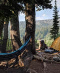 No-See-Um Hammock Mosquito Net XL 11FT By 4.6FT With 360 Degree Bug Protection Polyester Mesh in forest camping setup