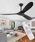 60 Inch 3 Blade Walnut Wood Ceiling Fan No Light With Remote Noiseless Reversible DC Motor For Indoor Outdoor Use
