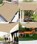 30 X 32 Foot Rectangle Sun Shade Sail With Heavy Duty UV Resistant Fabric Wire Cable And A Rings Weather Resistant Outdoor Canopy Cover For Pergola Backyard Or Garden Sand Color in patio, pergola, and garden settings.