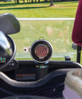 Portable 4000 BTU Radiant Propane Heater for Golf Carts Heats Up To 100 Sq Ft with a 1 lb Cylinder installed on a golf cart.