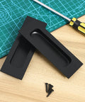 Two Pack Black Recessed Door Pull Handles For Cabinets, Drawers, Sliding Doors, Wardrobes, And Furniture Hardware, Hidden Grip Handles