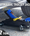 Low Profile Hydraulic Trolley Floor Jack 2 Ton Capacity 4000 Lbs With Lift Range From 5.1 To 13 Inches under a car