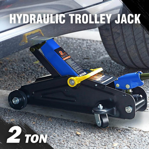 Low Profile Hydraulic Trolley Floor Jack 2 Ton Capacity 4000 Lbs With Lift Range From 5.1 To 13 Inches under a car