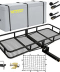 Foldable 60x24x6 Inch Hitch Carrier Basket For 2 Inch Receiver With 500 Lb Capacity 18.2 Cu Ft Waterproof Cargo Bag No-Wobble Fastener