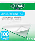 Sterile Non Adherent Dressing Pads For Wounds 3 By 4 Inches 100 Count Absorbent Rayon And Polyester Pad packaging front view