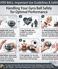 Grip Strength Gyro Ball Exerciser With LED Lights No Batteries Needed Portable Carry Bag For Wrist Forearm Strengthening And Hand Training Torque Ball For Fingers Grip Muscles And Arm Workout safety guide infographic with gyro ball steps