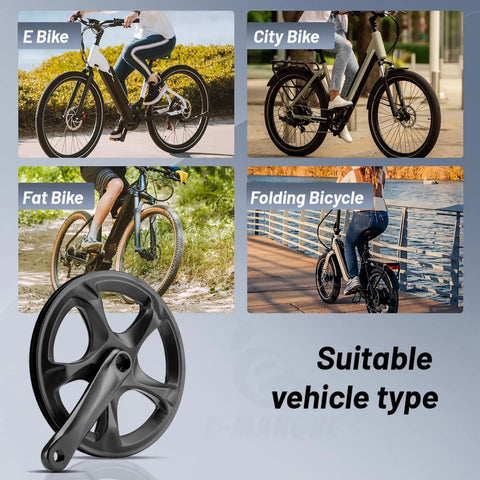 52T Crankset With 152mm Aluminum Arm For 6 To 8 Speed Bikes Including City, Fat, E Bikes And Folding Bikes, product display