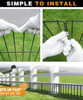 Installation of 45.33Ft No Dig Pet Barrier Fence With 32 Panels For Rabbits And Dogs Rustproof Metal Border, using tools and zip ties.