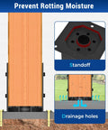 Heavy Duty 6x6 Pergola Brackets Kit with 2mm Steel Welded Construction shown with drainage functionality in outdoor setting.