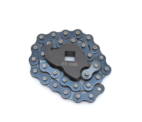 Heavy Duty Half Inch Drive Chain Wrench With Sixteen And A Quarter Inch Chain for auto repairs and bike chains on white background