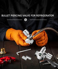 Close-up of hands assembling Swakuta 10-pack bullet piercing valve kit; BPV-31 compatible, for refrigerator taps