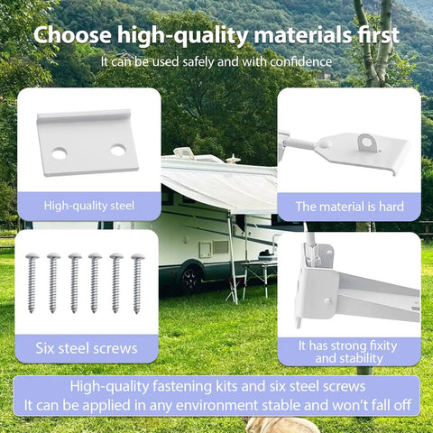 Heavy Duty Folding Camper Door Latch Kit For RV Enclosed Trailers Dead Nuts Secure Steel Lock with six steel screws shown in image.
