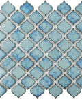 Tangier Marine 12-3/8 In X 12-3/8 In Slick Porcelain Mosaic Tile For Floor And Wall Mesh Mounted Glossy Glazed Finish With High Sheen
