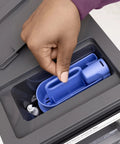 No Cap Portable Nugget Ice Maker Countertop Machine Produces Chewy Pebble Ice Built To Hit Different, air filter compartment with hand.