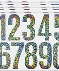 3 Inch Reflective Number Stickers 0 To 9 Set, All Weather Waterproof Vinyl Self Adhesive, 6 Sheets, Extra Bright Visibility.