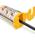 Large Electrical Plug Lockout Device for Safe Maintenance Universal Lockout Box That Really Keeps Outlets Locked With Padlocks Recycled Plastic USA Made Yellow side view