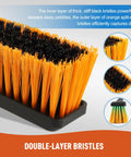 Solid 24 Inch Heavy Duty Push Broom Built Different To Handle The Daily Grind with black and orange double-layer bristles.