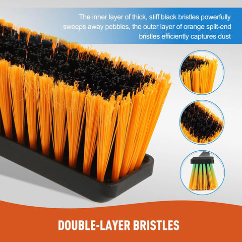Solid 24 Inch Heavy Duty Push Broom Built Different To Handle The Daily Grind with black and orange double-layer bristles.