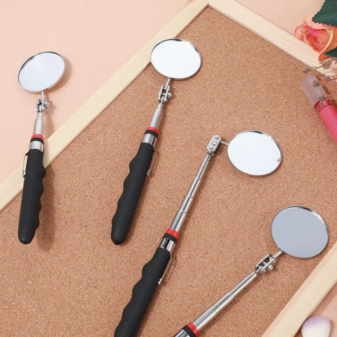 Six Piece Telescoping Inspection Mirrors Set With 360 Degree Rotation, Flexible Circular Mirrors, Extended Handle To 29 Inches