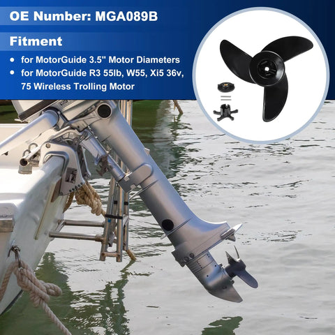 3 Blade Trolling Motor Propeller For MotorGuide 3 5 Inch Diameters Machete III Outboard Boat Prop installed on motor