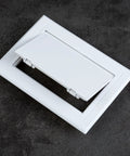 Heavy Duty ABS Plastic Access Panel For Drywall 8X16 Inch Wall Hatch Cover Door White Smooth Texture open view.
