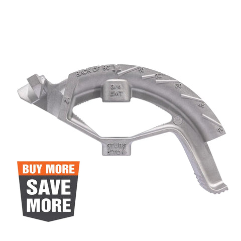 Ideal Electrical 74-032 Aluminum Bender Head For 3/4 Inch Conduit Pipe, showing guidance markings for accurate bending.
