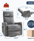 Full Body Massage Rocker Recliner With Heat Eight Vibrating Nodes For Back Lumbar And Legs Swivel And Manual Recline Space Saving Design For Living Room Or Bedroom Cozy And Comfy For A Chill Vibe Dark Gray Fabric Comfortable And Easy To Use with dimensions and weight limit