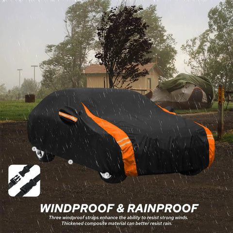 Dodge Challenger 10 Layer Waterproof Car Cover All Weather Exterior With Soft Cotton Lining And Door Zipper Built Tough For Real World Weather Shields From Sun Snow Rain Dust Custom Fit For 2008 To 2025 in heavy rain
