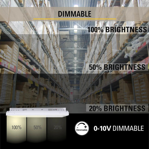 Led Linear High Bay Light 2 Ft 24 Inch 150W Equivalent, 3 Selectable CCT, 0 To 10V Dimmable in warehouse setting