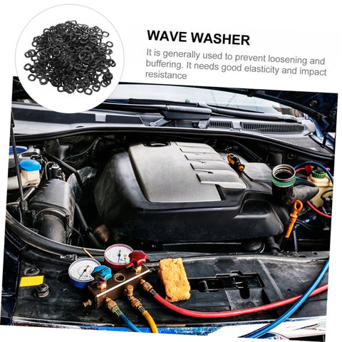 Beefed-Up Spring Wave Washer Gasket Kit - 500-Piece Assortment For Electrical Connections And Automotive Use, spring steel black wave washers in car engine bay