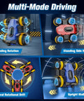 Multi-mode driving features of High Speed RC Drift Stunt Car With Upright Driving, Sideways Moves, 360 Spin Tricks, Red and Yellow Finish