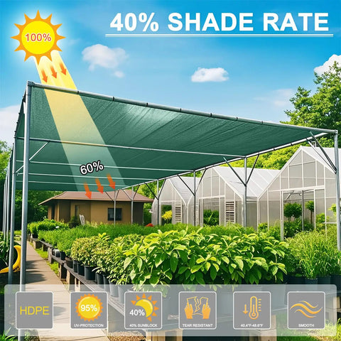 Sun Shade Cloth 6x8 Ft Green HDPE Mesh Breathable Garden Shade Cover For Plants Vegetables Greenhouse Patio Chicken Coop And Dog Kennel That Keeps The Sun At Bay 35 45 Percent Sun Protection Durable Outdoor Use 2 To 3 Years installed over garden