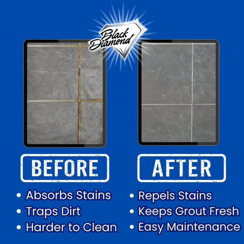 Before and after tile images showing use of Grout Sealer Pro Grade Water Based Tile Stone And Grout Protection For Showers Floors