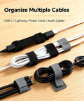 Reusable Cable Management Straps And Self Adhesive Cord Organizers For Power And Usb Cables featuring adjustable hook and loop design organizing various cords.