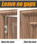 One Pair Hidden Gate Hinge Stainless Steel Invisible Door Hardware Concealed Barrel Hinge For Wood Doors Black Finish installed on wood cabinet with open and shut door view.