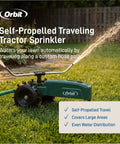 Self Propelled Traveling Sprinkler Delivers Hands Free Wide Lawn Coverage With A Rugged Cast Iron Body Adjustable Coverage
