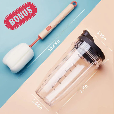 24oz Smoothie Blender Cups With Sip And Seal Lid Reusable Travel Shaker Cups For Shakes And Smoothies BPA Free Tritan with brush