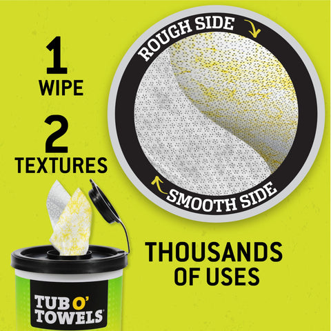 Heavy Duty 10 By 12 Inch Multi Surface Cleaning Wipes With Dual Texture For Everyday Messes And Tough Grime, 75 Count Canister