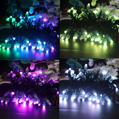 Waterproof RGB LED Pixel String Lights With WS2811 IC Addressable Full Color 12mm LEDs 5V DC 500 Pack, glowing in darkness
