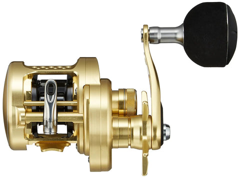 Gold Baitcasting Fishing Reel Ocea Conquest 201HG Left Hand for Saltwater Anglers with smooth drag and lightweight build