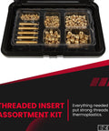 Ultrasonic Threaded Inserts For Plastic Kit With Heat Set Thread Inserts, Metric M2.5 To M6, Tapered Single Vane, Post Molding Installation In Thermoplastics, Includes Tips For Quick Press In Installation Tips Included