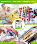 Colorful Glitter DTF Transfer Film Set Eight Point Five By Eleven Inches 30 Sheets for easy printing on textiles displayed in use